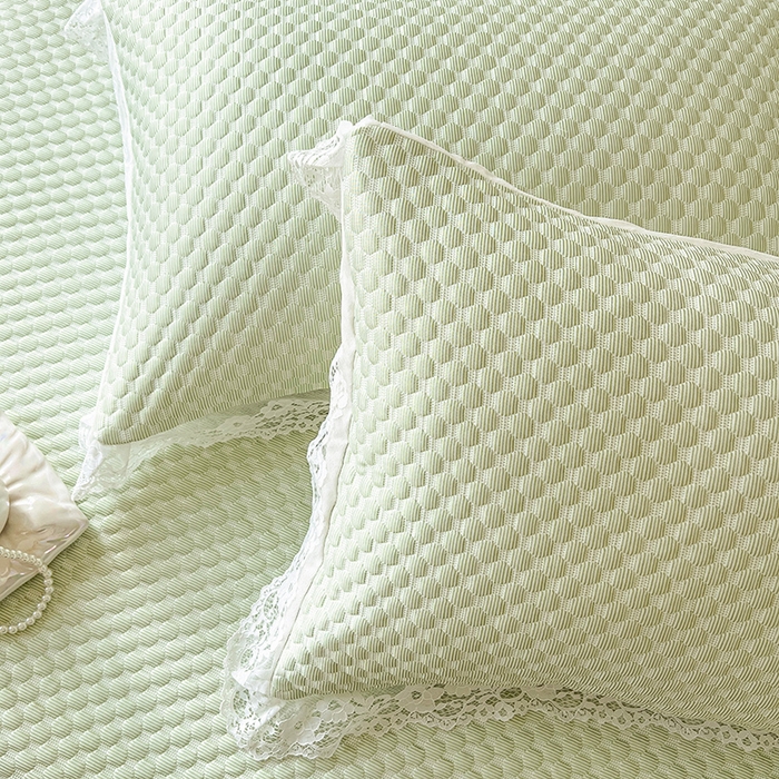 91家纺网 家纺一手货源 找家纺 网红馆（ck家纺）  2025新款简单爱 豆豆床盖三件套 水绿