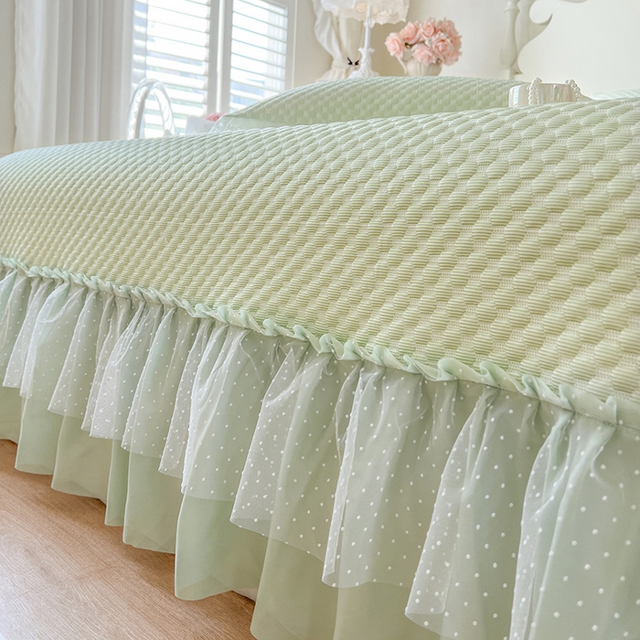 91家纺网 家纺一手货源 找家纺 网红馆（ck家纺）  2025新款简单爱 豆豆床盖三件套 水绿