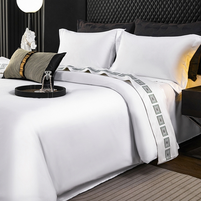 91家纺网 家纺一手货源 找家纺 （总） 2025年酒店布草 磨毛高仿棉星级酒店宾馆民宿磨毛纯白三件套四件套105克平纹款