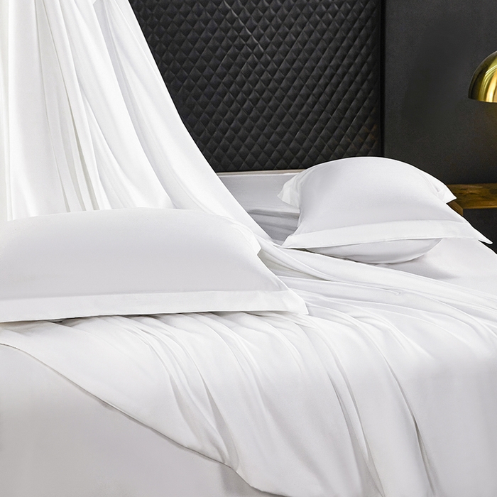 91家纺网 家纺一手货源 找家纺 （总） 2025年酒店布草 磨毛高仿棉星级酒店宾馆民宿磨毛纯白三件套四件套105克平纹款