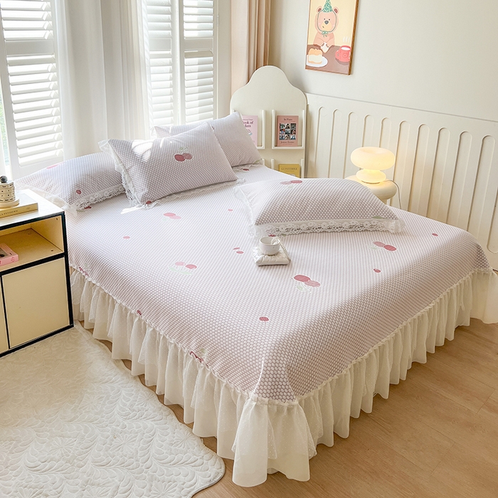 91家纺网 家纺一手货源 找家纺 网红馆（ck家纺）  2025新款简单爱 豆豆床盖三件套 樱桃