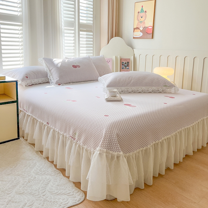 91家纺网 家纺一手货源 找家纺 网红馆（ck家纺）  2025新款简单爱 豆豆床盖三件套 樱桃