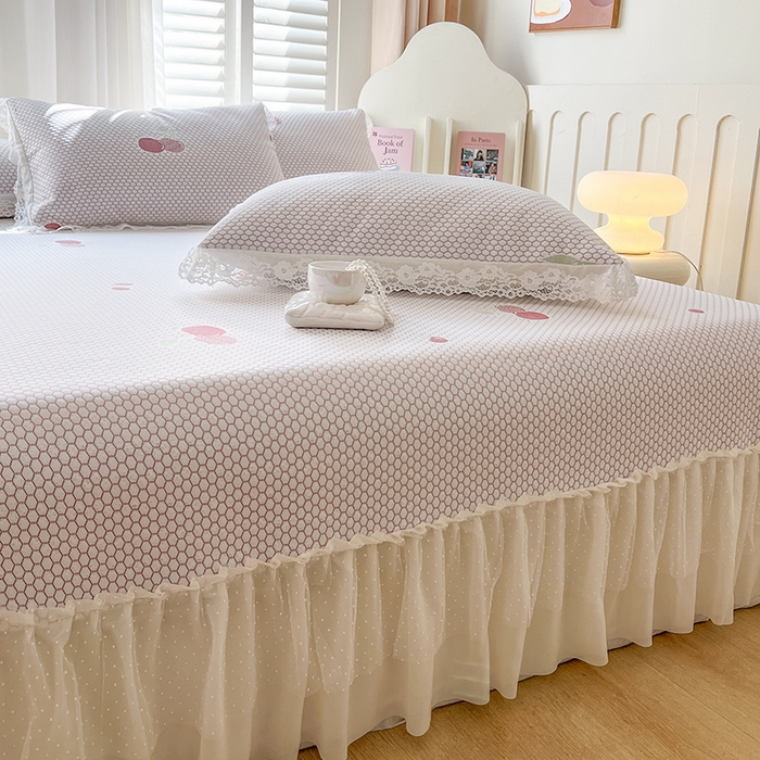 91家纺网 家纺一手货源 找家纺 网红馆（ck家纺）  2025新款简单爱 豆豆床盖三件套 樱桃