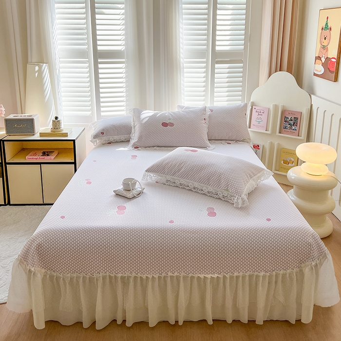 网红馆（ck家纺）  2025新款简单爱 豆豆床盖三件套 樱桃