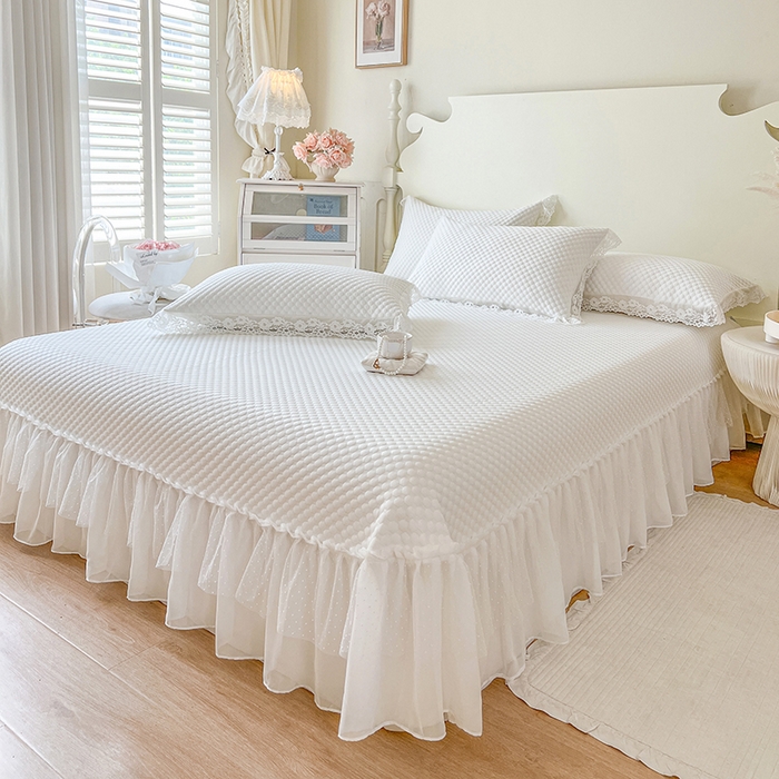 91家纺网 家纺一手货源 找家纺 网红馆（ck家纺）  2025新款简单爱 豆豆床盖三件套 月白