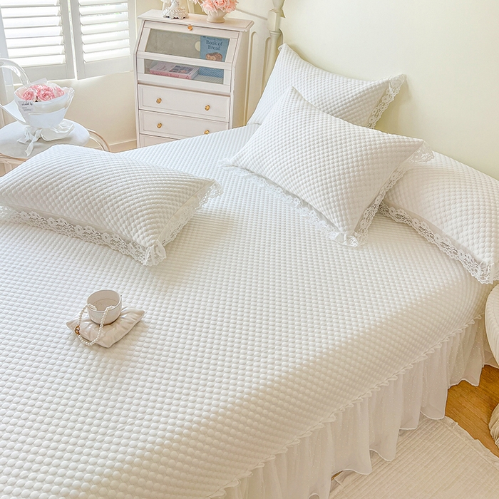 91家纺网 家纺一手货源 找家纺 网红馆（ck家纺）  2025新款简单爱 豆豆床盖三件套 月白