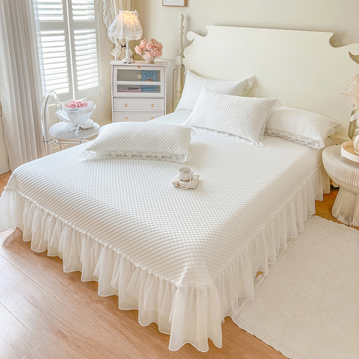 91家纺网 家纺一手货源 找家纺 网红馆（ck家纺）  2025新款简单爱 豆豆床盖三件套 月白