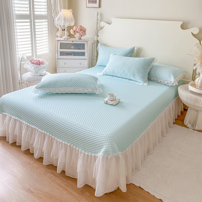 91家纺网 家纺一手货源 找家纺 网红馆（ck家纺）  2025新款简单爱 豆豆床盖三件套 云水蓝