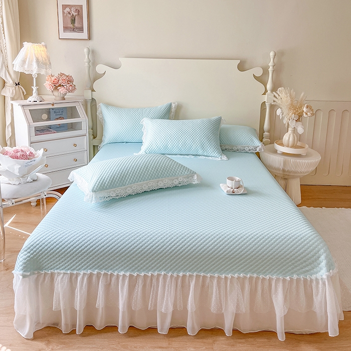 网红馆（ck家纺）  2025新款简单爱 豆豆床盖三件套 云水蓝