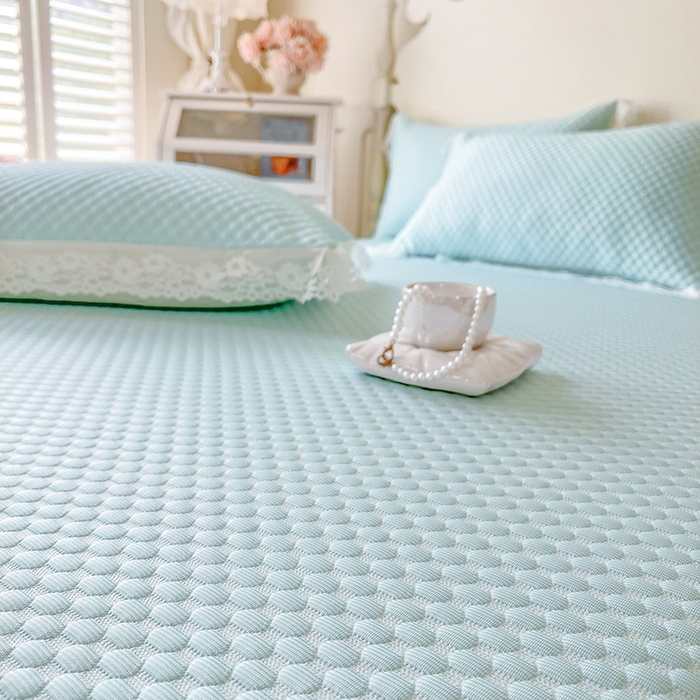 91家纺网 家纺一手货源 找家纺 网红馆（ck家纺）  2025新款简单爱 豆豆床盖三件套 云水蓝