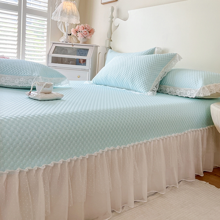 91家纺网 家纺一手货源 找家纺 网红馆（ck家纺）  2025新款简单爱 豆豆床盖三件套 云水蓝