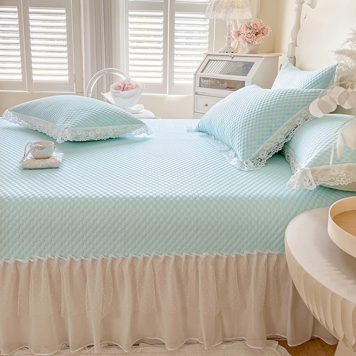 91家纺网 家纺一手货源 找家纺 网红馆（ck家纺）  2025新款简单爱 豆豆床盖三件套 云水蓝