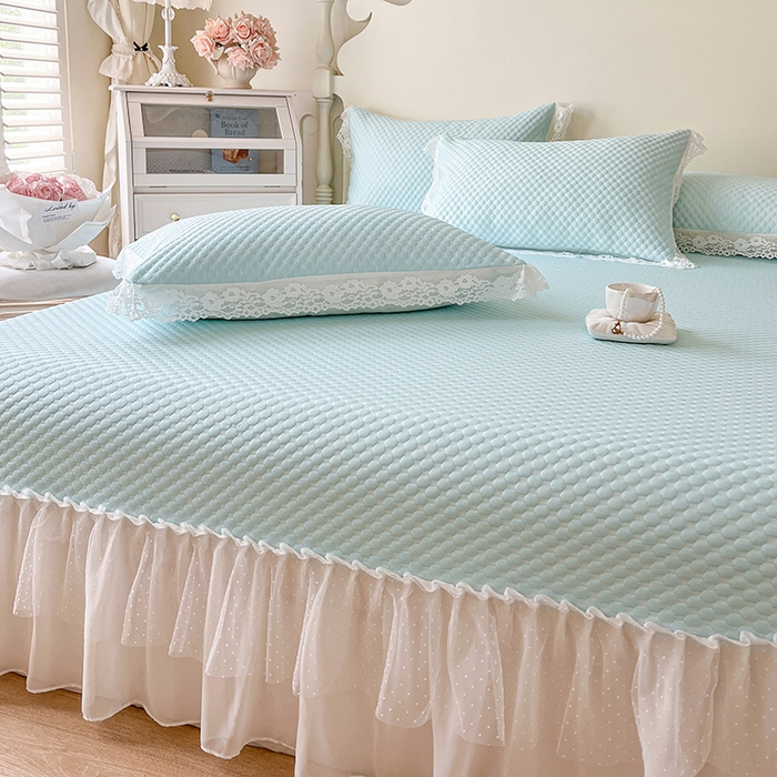 91家纺网 家纺一手货源 找家纺 网红馆（ck家纺）  2025新款简单爱 豆豆床盖三件套 云水蓝