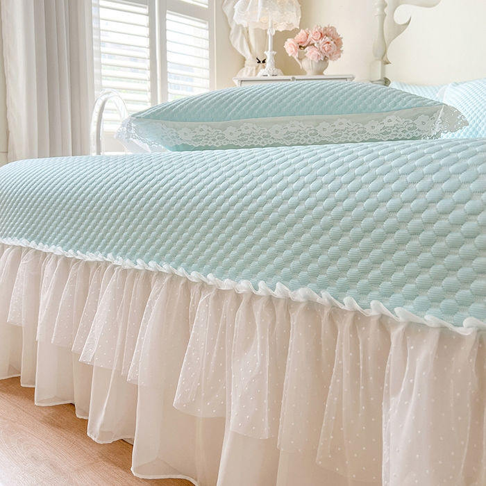 91家纺网 家纺一手货源 找家纺 网红馆（ck家纺）  2025新款简单爱 豆豆床盖三件套 云水蓝