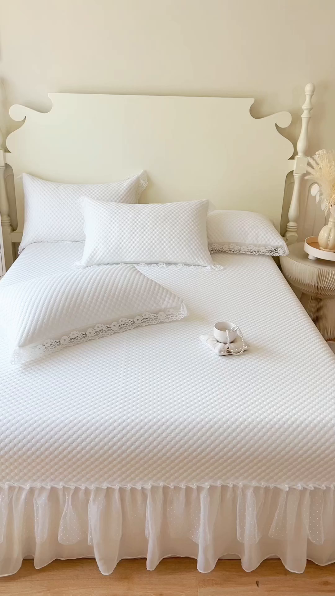 91家纺网 家纺一手货源 找家纺 网红馆（ck家纺）  2025新款简单爱 豆豆床盖三件套 月白