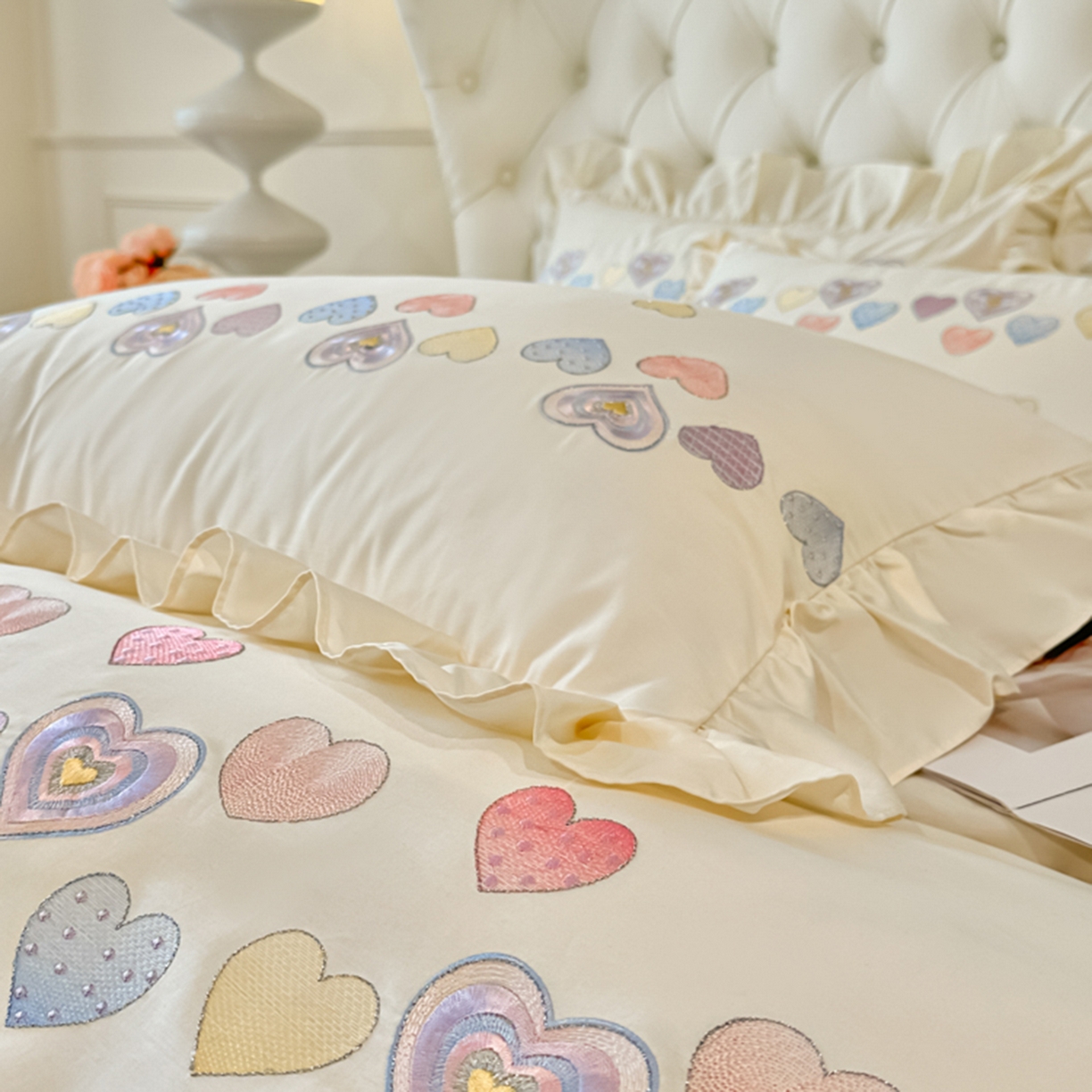 91家纺网 家纺一手货源 找家纺 （总）魅都 2025新款100S全棉刺绣款四件套-心恋