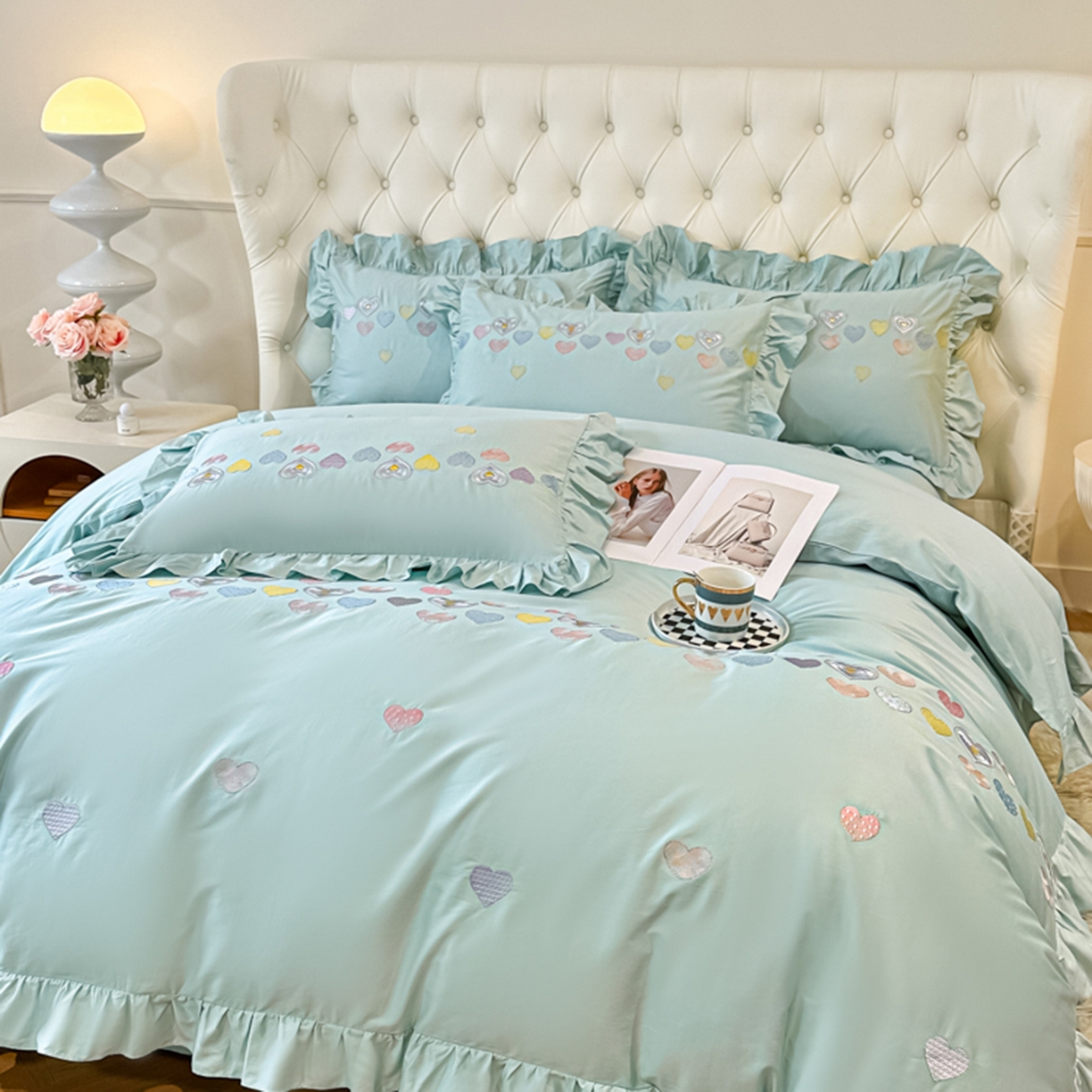 91家纺网 家纺一手货源 找家纺 （总）魅都 2025新款100S全棉刺绣款四件套-心恋