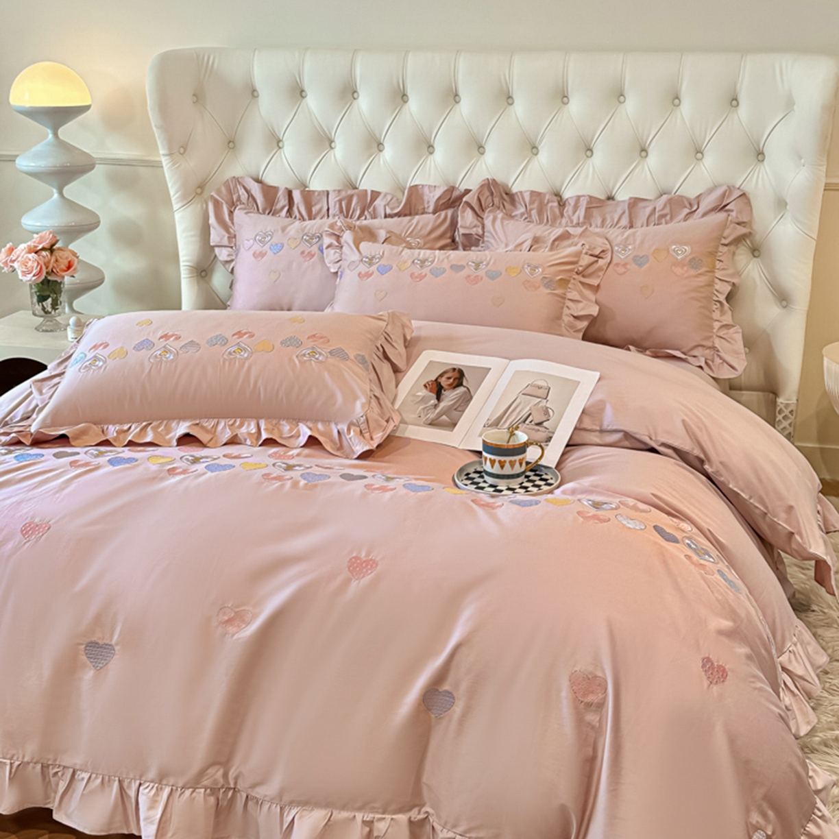 91家纺网 家纺一手货源 找家纺 （总）魅都 2025新款100S全棉刺绣款四件套-心恋