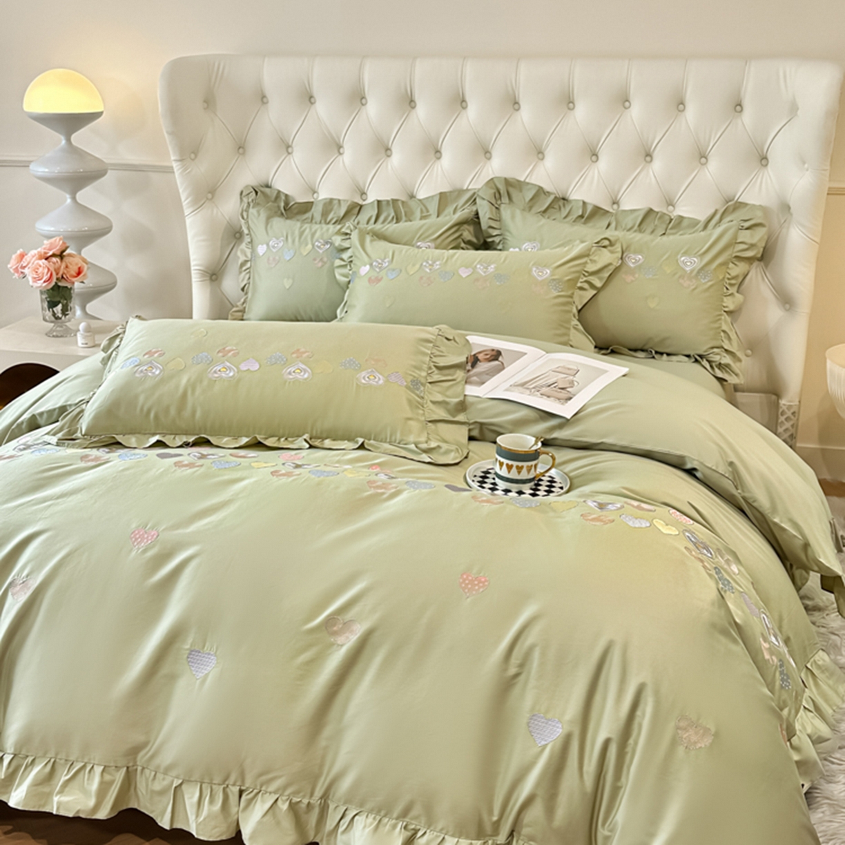 91家纺网 家纺一手货源 找家纺 （总）魅都 2025新款100S全棉刺绣款四件套-心恋