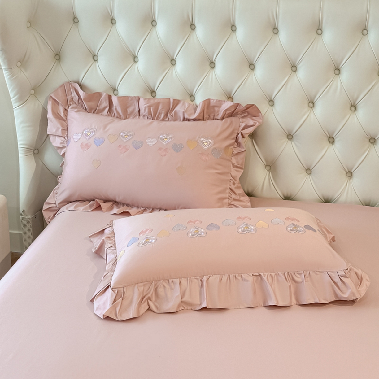 91家纺网 家纺一手货源 找家纺 魅都 2025新款100S全棉刺绣款四件套-心恋 浅紫