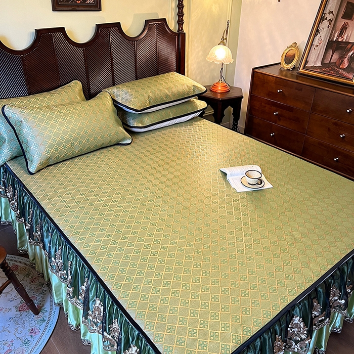 91家纺网 家纺一手货源 找家纺 网红馆2025新款夏日记忆 藤席（裙边可脱卸）卖价不得低于185元 葱绿