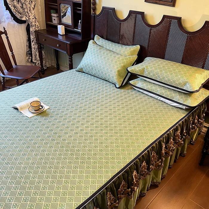 91家纺网 家纺一手货源 找家纺 网红馆2025新款夏日记忆 藤席（裙边可脱卸）卖价不得低于185元 葱绿