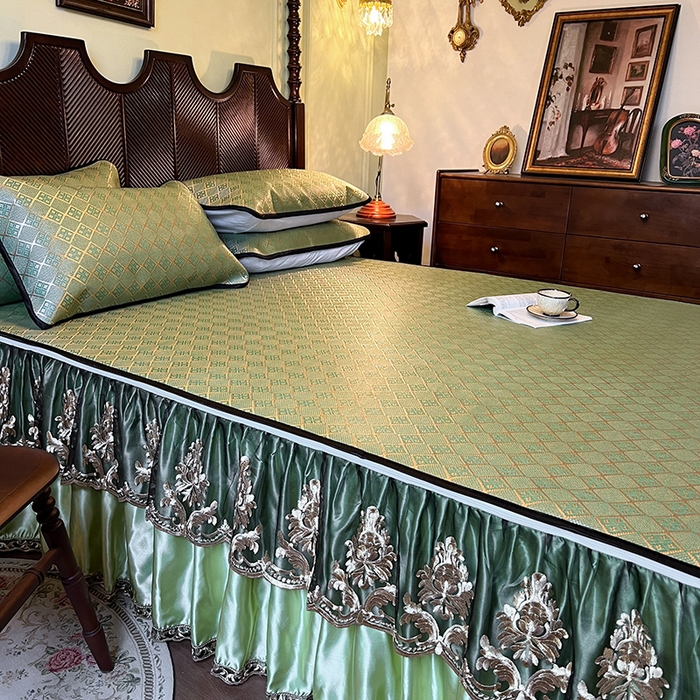 91家纺网 家纺一手货源 找家纺 网红馆2025新款夏日记忆 藤席（裙边可脱卸）卖价不得低于185元 葱绿