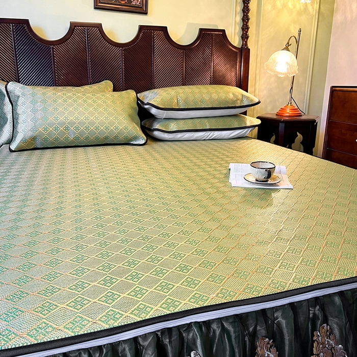 91家纺网 家纺一手货源 找家纺 网红馆2025新款夏日记忆 藤席（裙边可脱卸）卖价不得低于185元 葱绿