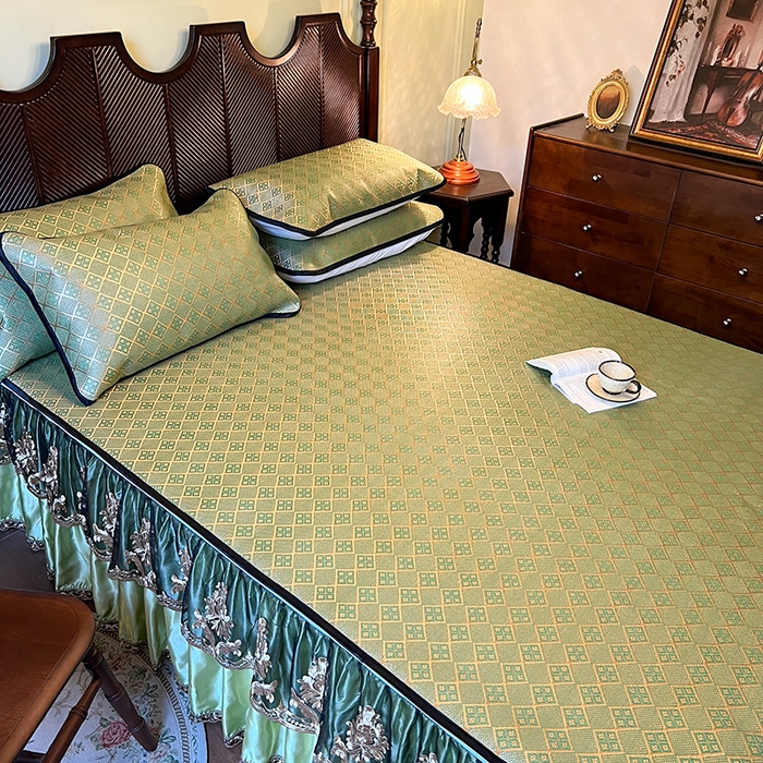 91家纺网 家纺一手货源 找家纺 网红馆2025新款夏日记忆 藤席（裙边可脱卸）卖价不得低于185元 葱绿