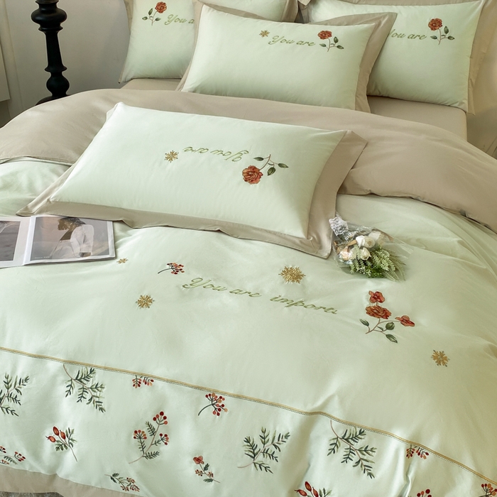 91家纺网 家纺一手货源 找家纺 （总）2025新款小清新全棉纯棉四件套-若溪