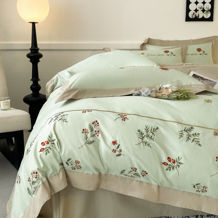 91家纺网 家纺一手货源 找家纺 （总）2025新款小清新全棉纯棉四件套-若溪