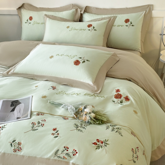 91家纺网 家纺一手货源 找家纺 （总）2025新款小清新全棉纯棉四件套-若溪