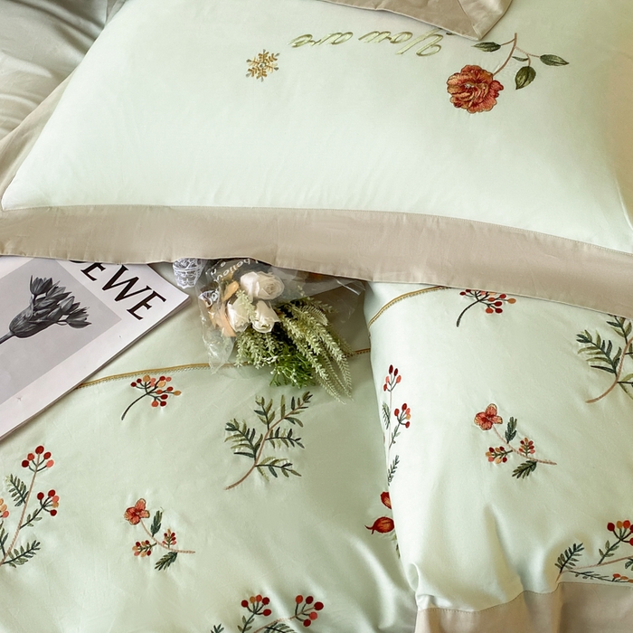 91家纺网 家纺一手货源 找家纺 （总）2025新款小清新全棉纯棉四件套-若溪