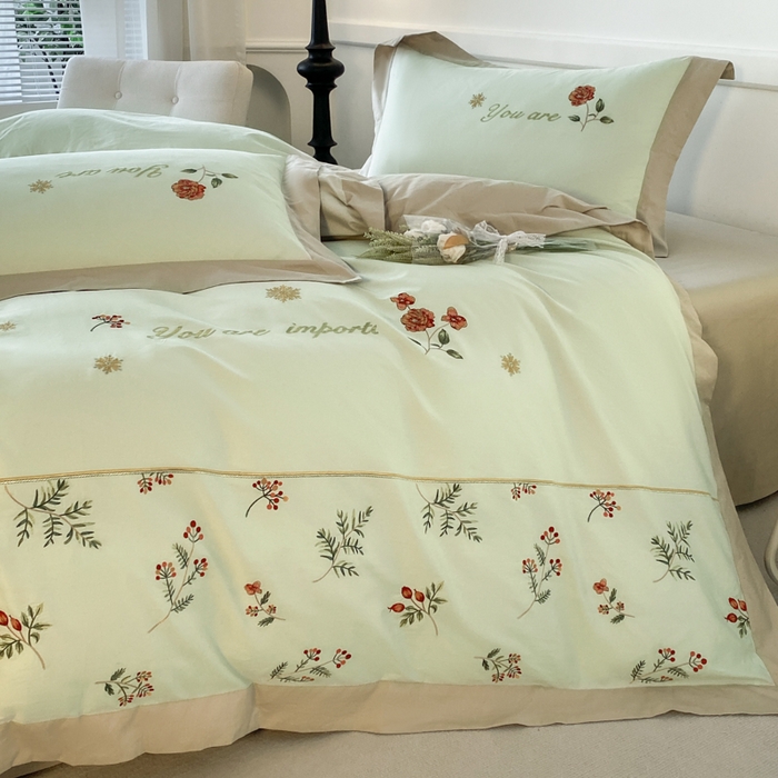 91家纺网 家纺一手货源 找家纺 （总）2025新款小清新全棉纯棉四件套-若溪