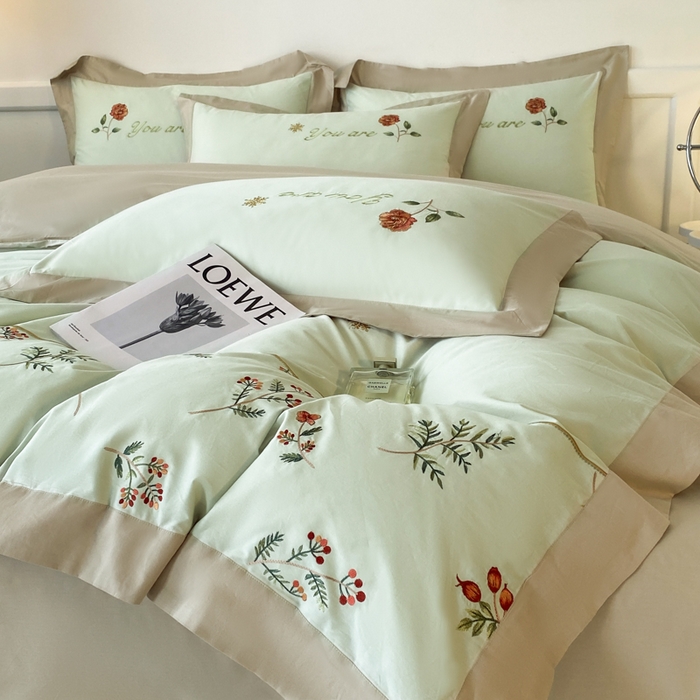 91家纺网 家纺一手货源 找家纺 （总）2025新款小清新全棉纯棉四件套-若溪