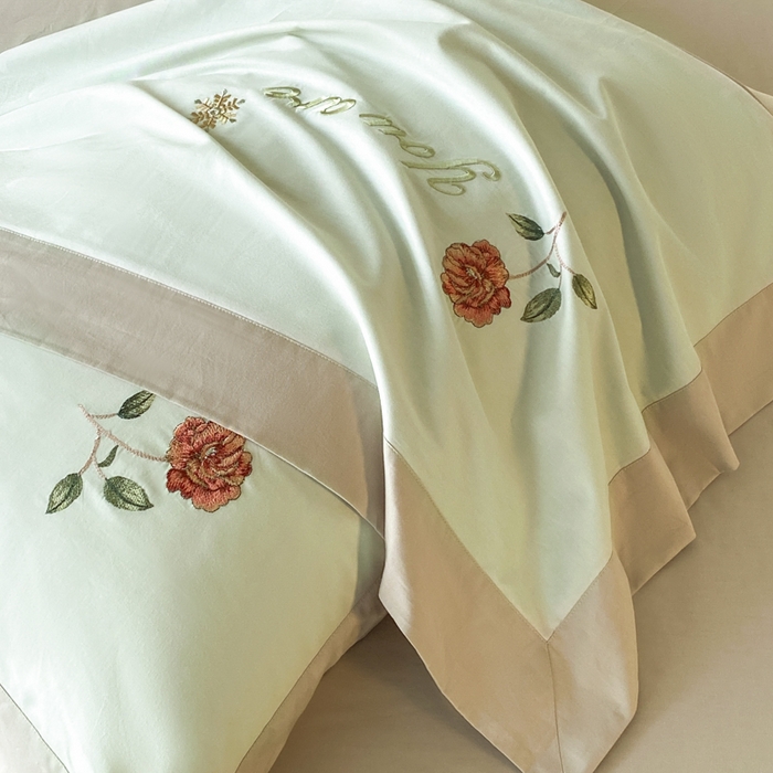 91家纺网 家纺一手货源 找家纺 2025新款小清新全棉纯棉四件套-若溪 麦田绿