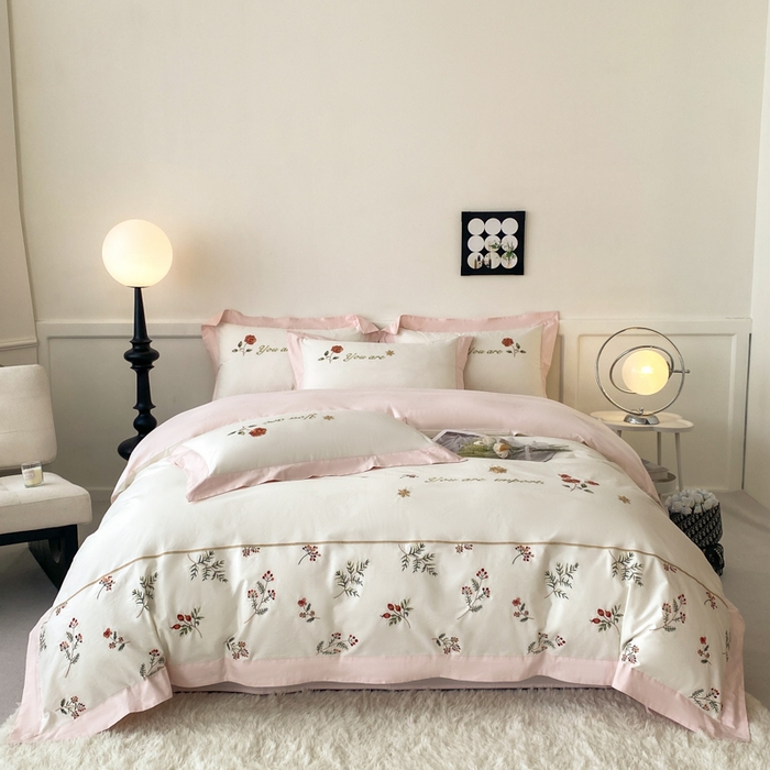 2025新款小清新全棉纯棉四件套-若溪 茉莉奶白