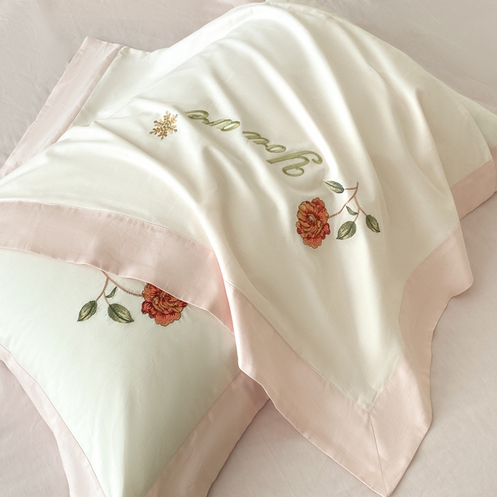 91家纺网 家纺一手货源 找家纺 2025新款小清新全棉纯棉四件套-若溪 茉莉奶白