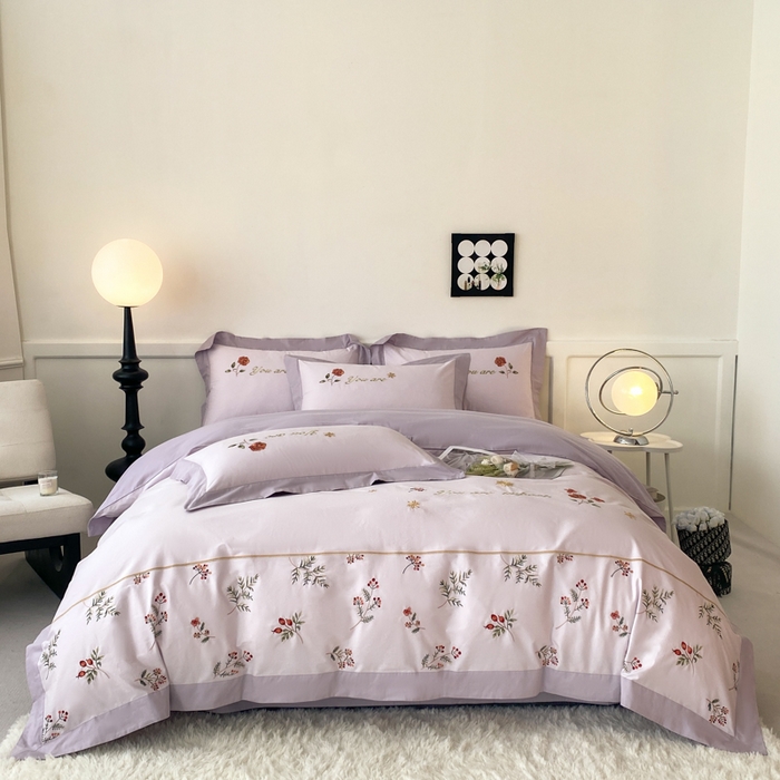 2025新款小清新全棉纯棉四件套-若溪 霞光紫