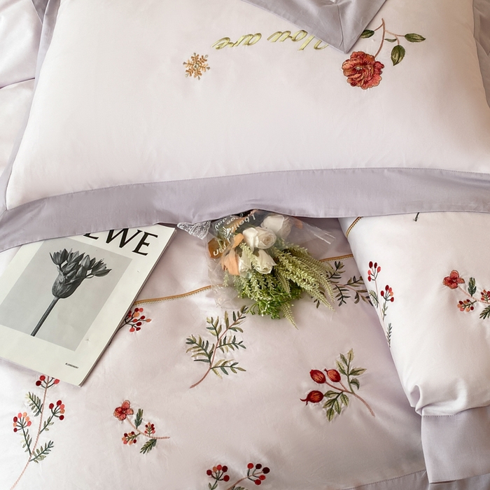 91家纺网 家纺一手货源 找家纺 2025新款小清新全棉纯棉四件套-若溪 霞光紫