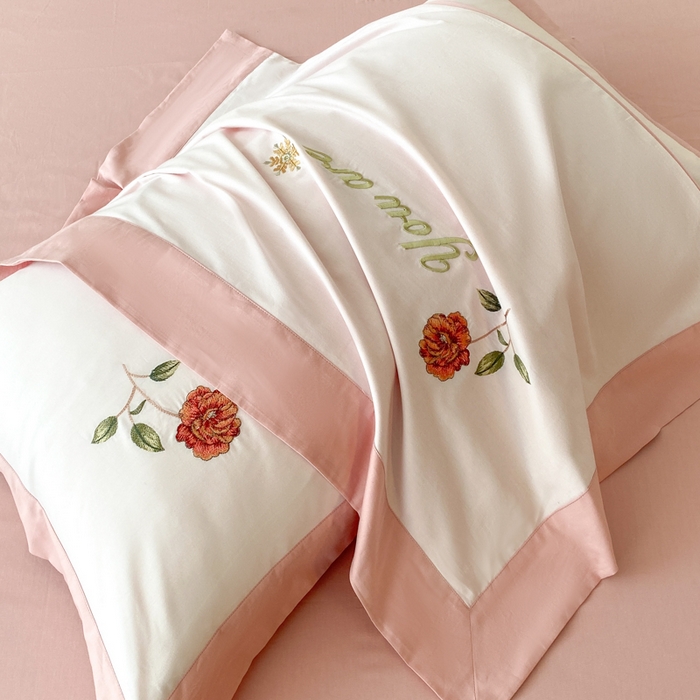 91家纺网 家纺一手货源 找家纺 2025新款小清新全棉纯棉四件套-若溪 杏花粉