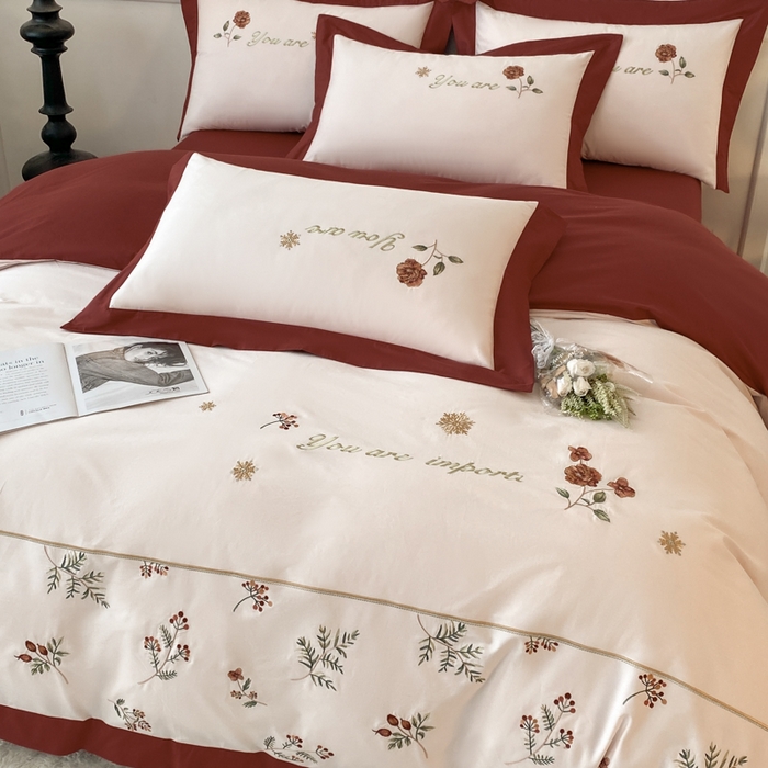 91家纺网 家纺一手货源 找家纺 2025新款小清新全棉纯棉四件套-若溪 雪山粉