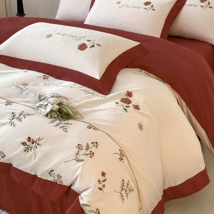 91家纺网 家纺一手货源 找家纺 2025新款小清新全棉纯棉四件套-若溪 雪山粉