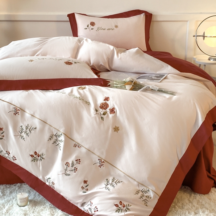 91家纺网 家纺一手货源 找家纺 2025新款小清新全棉纯棉四件套-若溪 雪山粉