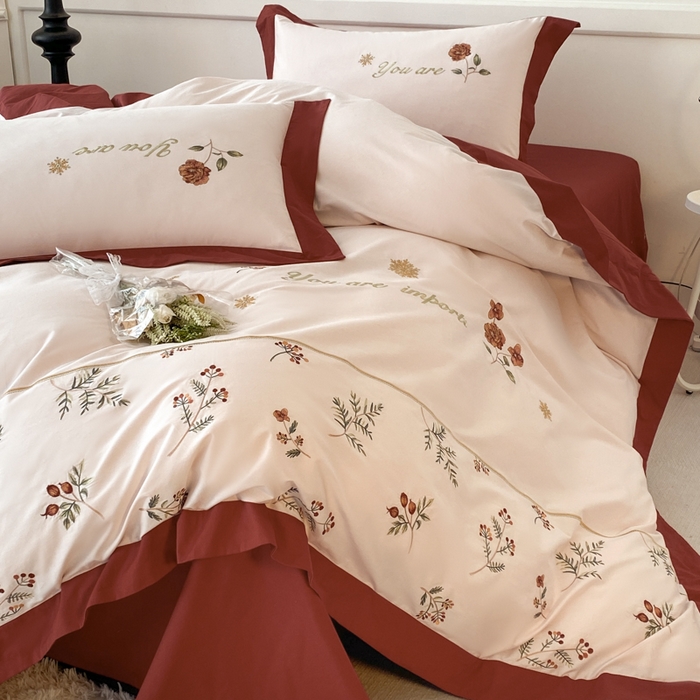 91家纺网 家纺一手货源 找家纺 2025新款小清新全棉纯棉四件套-若溪 雪山粉