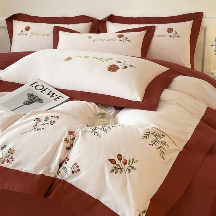 91家纺网 家纺一手货源 找家纺 2025新款小清新全棉纯棉四件套-若溪 雪山粉