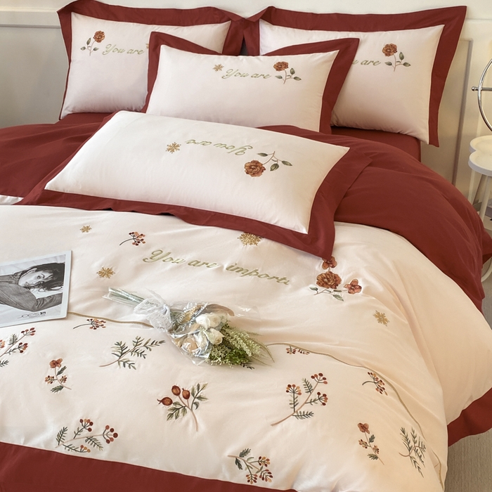 91家纺网 家纺一手货源 找家纺 2025新款小清新全棉纯棉四件套-若溪 雪山粉