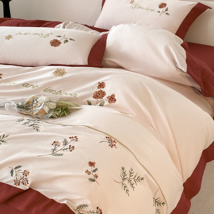 91家纺网 家纺一手货源 找家纺 2025新款小清新全棉纯棉四件套-若溪 雪山粉