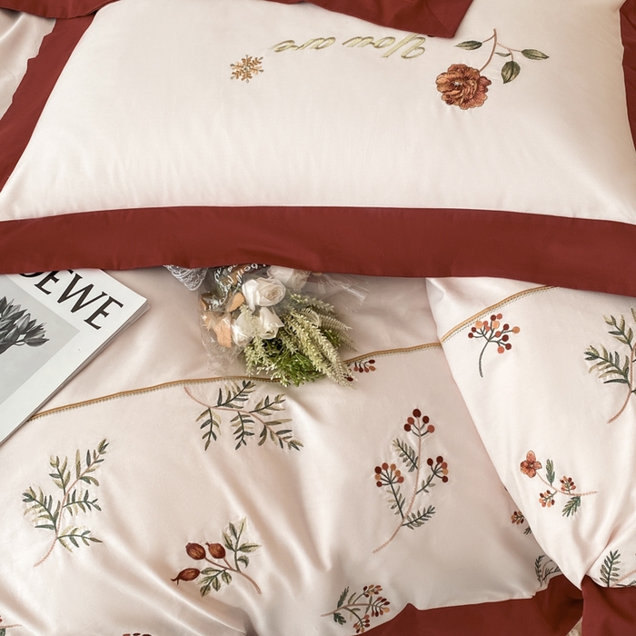 91家纺网 家纺一手货源 找家纺 2025新款小清新全棉纯棉四件套-若溪 雪山粉