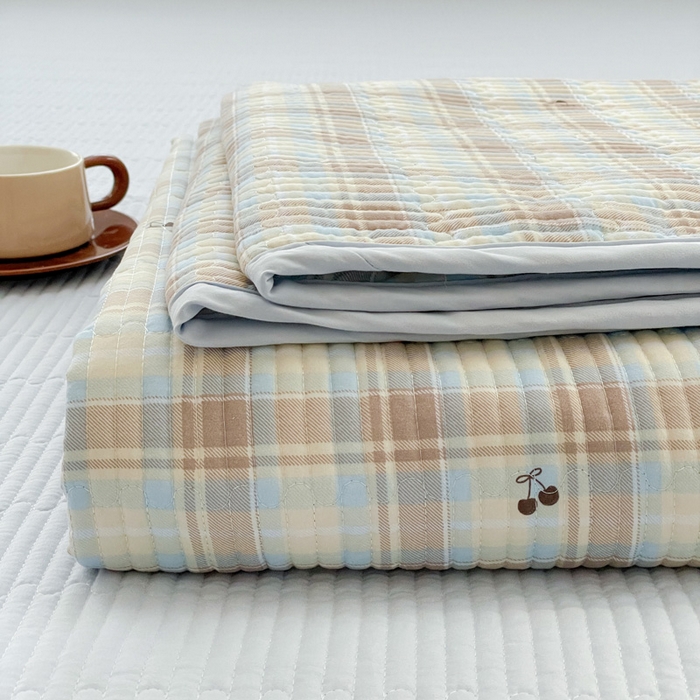 91家纺网 家纺一手货源 找家纺 （总）金丝兔 2025新款小清新亲肤印花水洗棉单床盖 夹棉床盖 床盖三件套